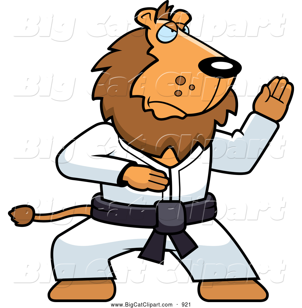1024x1044 Big Cat Cartoon Vector Clipart Of A Karate Lion With A Black Belt