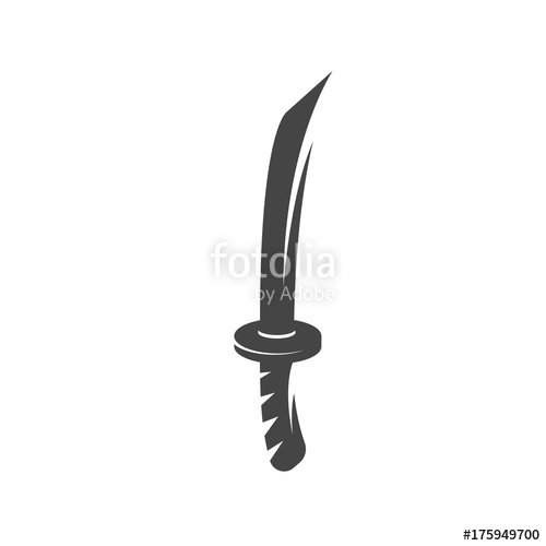 500x500 Katana Icon. Japanese Sword Vector Logo On White Background Stock