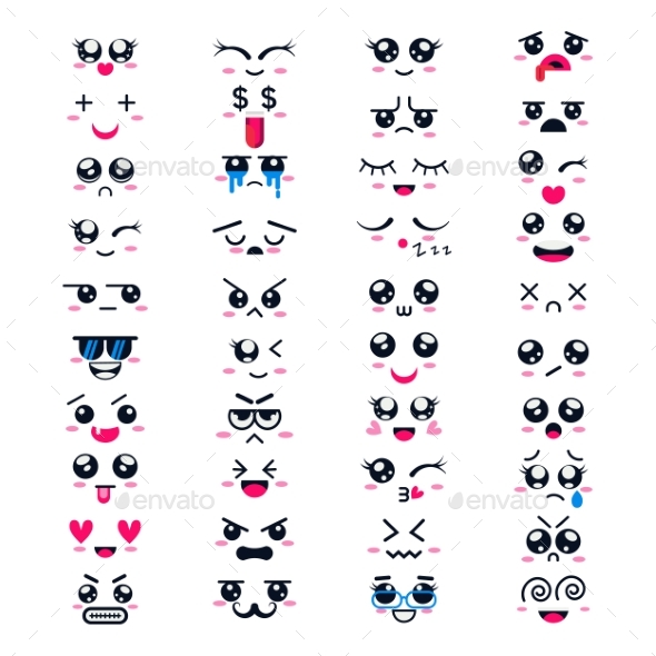 590x590 Kawaii Vector Cartoon Emoticons By Vectoristik Graphicriver