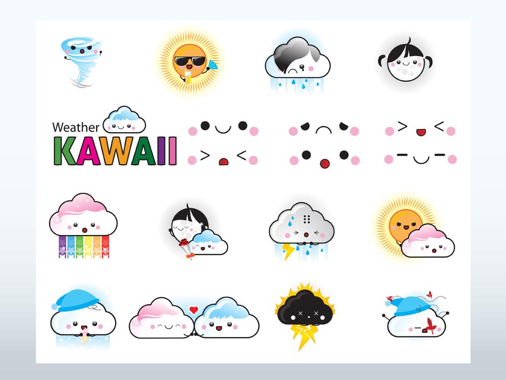 1024x768 Kawaii Weather Vectors Vector Art Amp Graphics