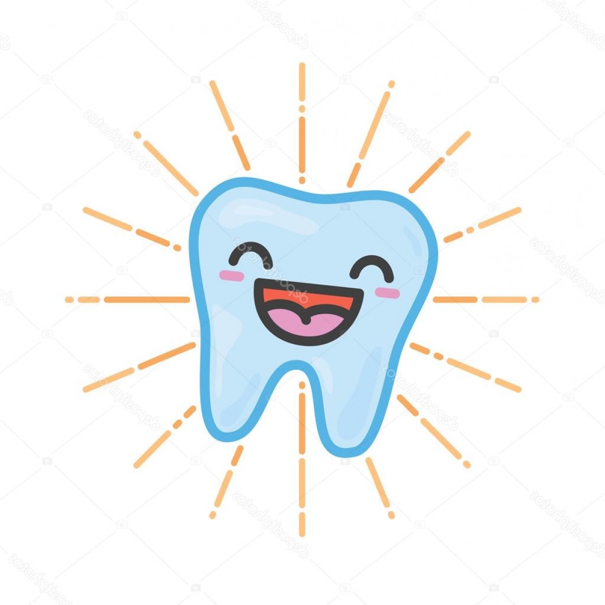 1228x1228 Stock Illustration Happy Tooth Kawaii Vector Illustration