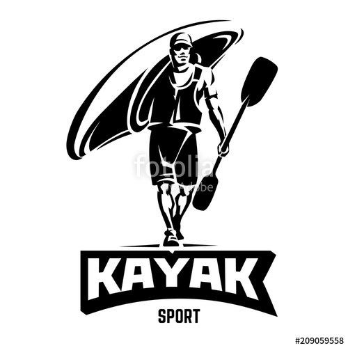 500x500 Kayak. Vector Black And White Sport Emblem Stock Image And