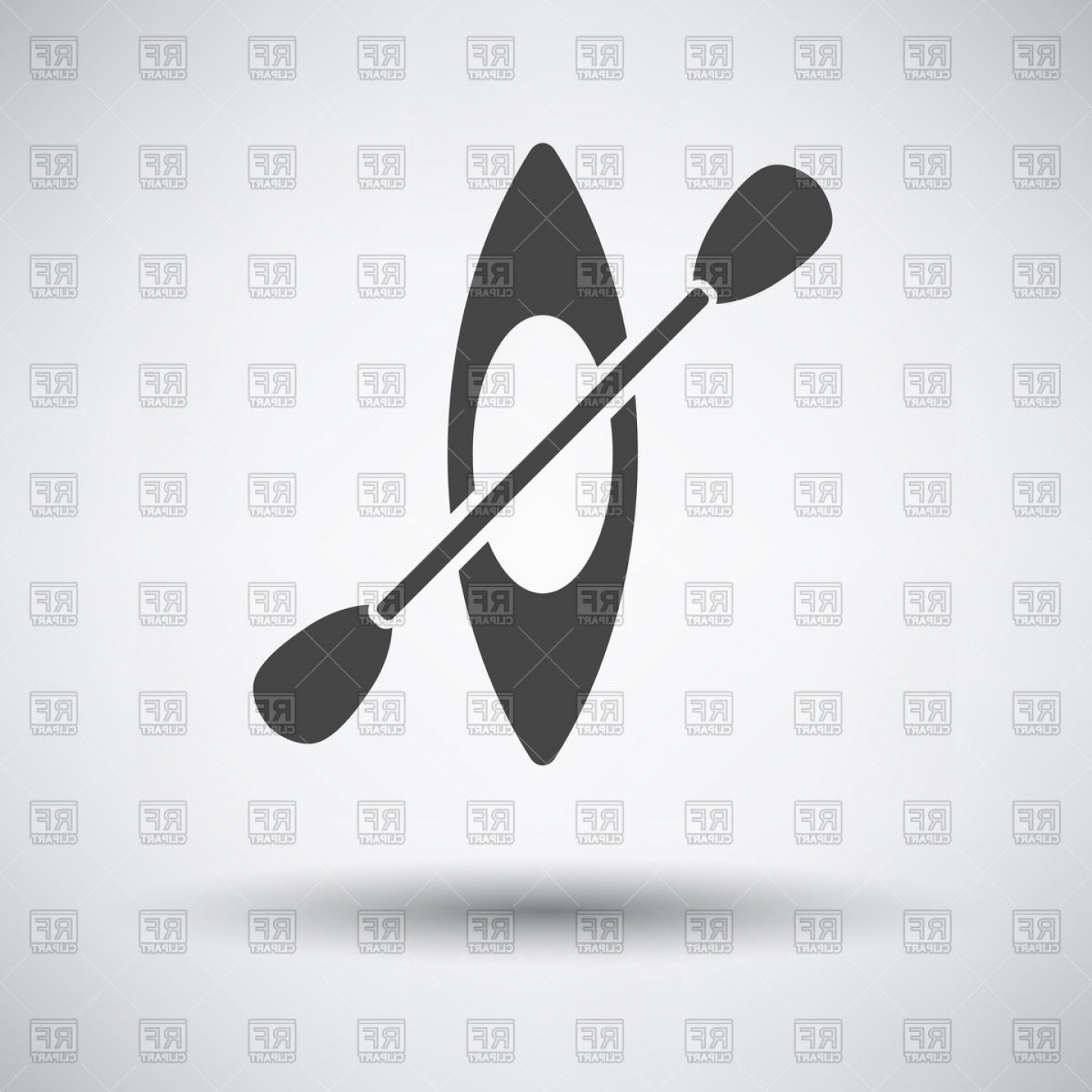 1440x1440 Kayak And Paddle Icon On Gray Background With Round Shadow Vector