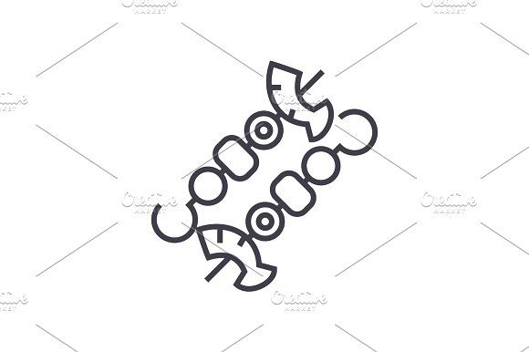 580x386 Kebab Vector Line Icon, Sign, Illustration On Background, Editable