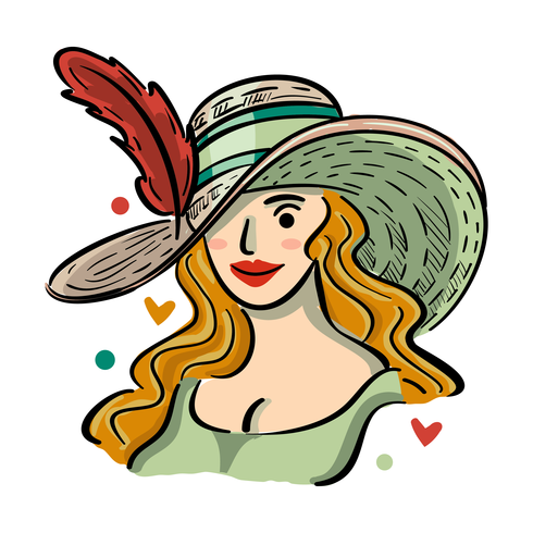 490x490 Kentucky Derby Hat Illustration With Beautiful Girl