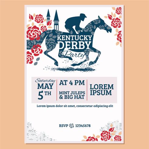 490x490 Kentucky Derby Party Invitation Classic Style With Rose And