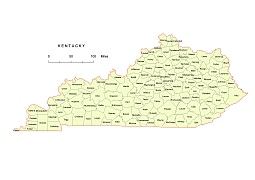 255x180 Preview Of Kentucky Vector County Map.