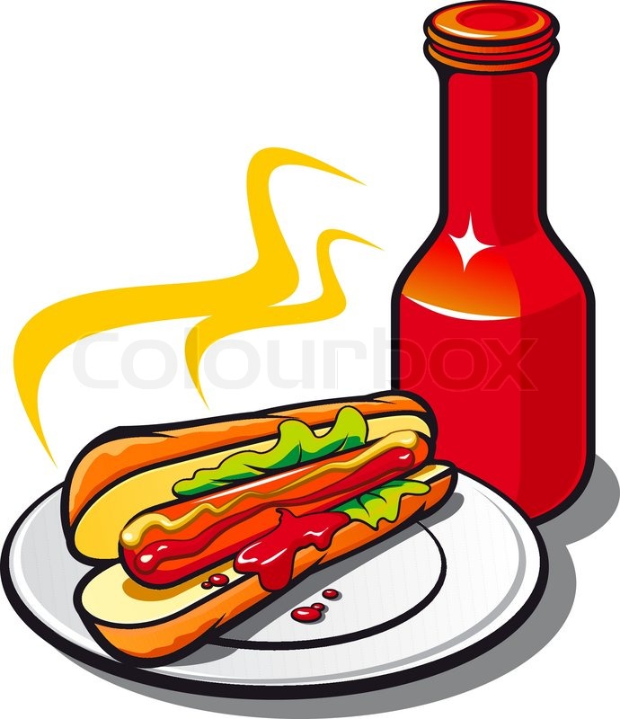 690x800 Appetizing Hotdog With Ketchup On White Background Stock Vector
