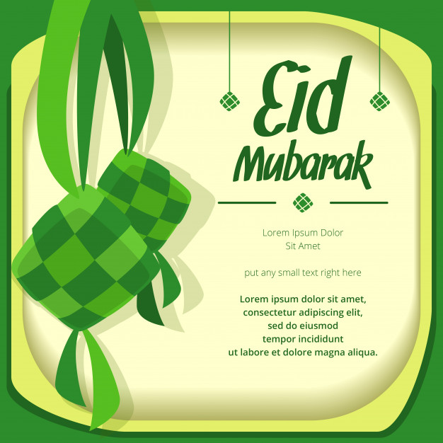 626x626 Semi Flat Ketupat Eid Celebration Card Template Vector Premium