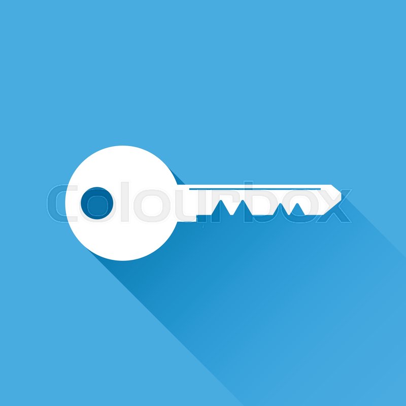 800x800 Key Icon Vector Illustration In Flat Style Isolated On Blue