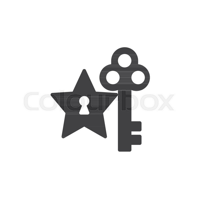 800x800 Star And Key Icon Vector, Filled Flat Sign, Solid Pictogram