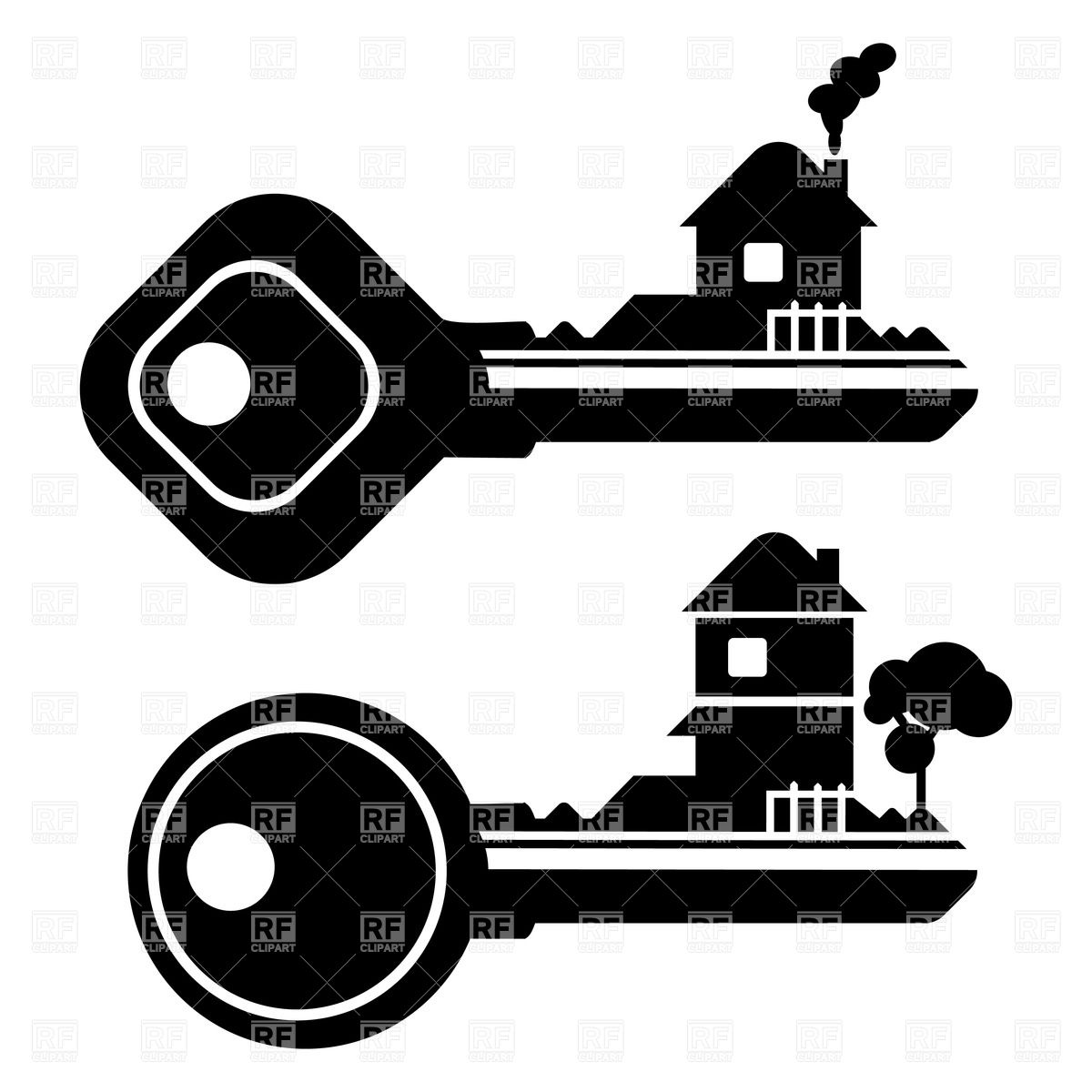 1200x1200 Key Silhouette With House Vector Image Vector Artwork Of