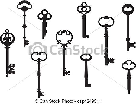 450x345 Ten Skeleton Keys. Ten Skeleton Key Silhouettes From Real Antique