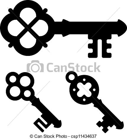 430x470 Vector Medieval Key Symbols.
