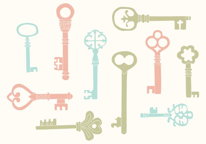 700x490 Hand Drawn Vintage Key Vectors