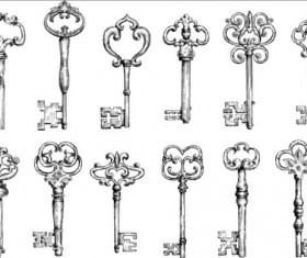 280x235 Vintage Keys Vector Set 02 Free Download