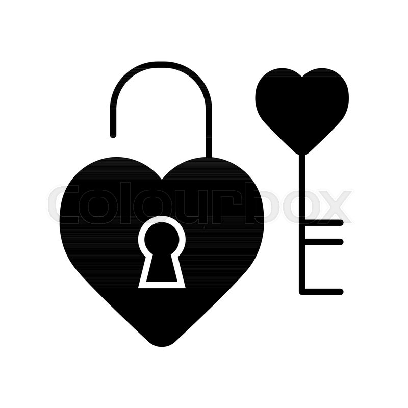 800x800 Heart Lock With Key Vector Icon. Love And Valentine Day Concept