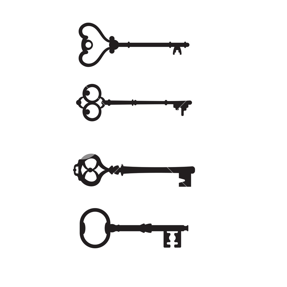 1000x1000 Set Antique Keys For Locks Different Shapes Vector Icon. Vector
