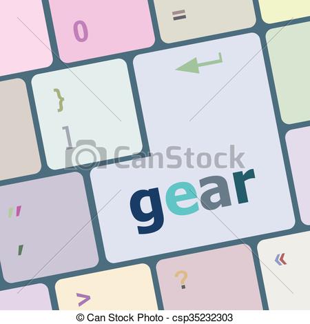 450x470 Gear Button On Computer Pc Keyboard Key Vector Illustration.