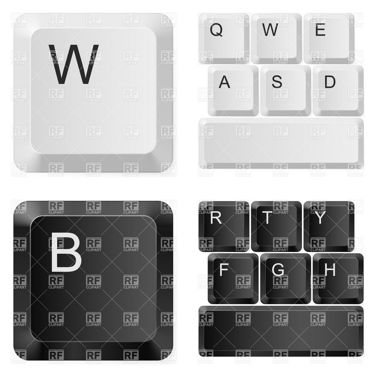 1200x1200 White And Black Computer Keyboard Keys Vector Image Vector