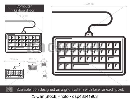 450x344 Computer Keyboard Line Icon. Computer Keyboard Vector Line Icon