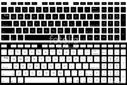 500x334 Computer Keyboard Vector Isolated. Black And White Version Stock
