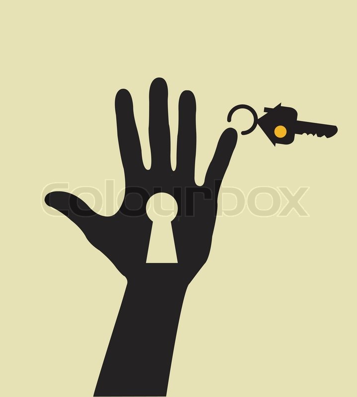 719x800 Hand House Key And Keyhole. Stock Vector Colourbox