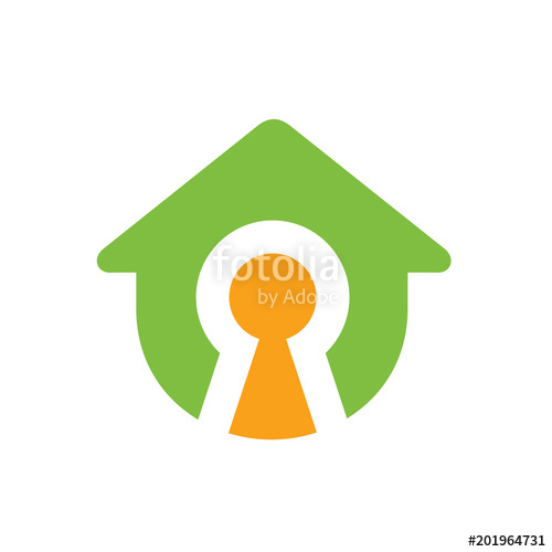 500x500 House Symbol With Keyhole, Vector Logo Design Stock Image And