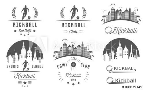 500x313 Set Of Kickball Logo, Badges And Emblems