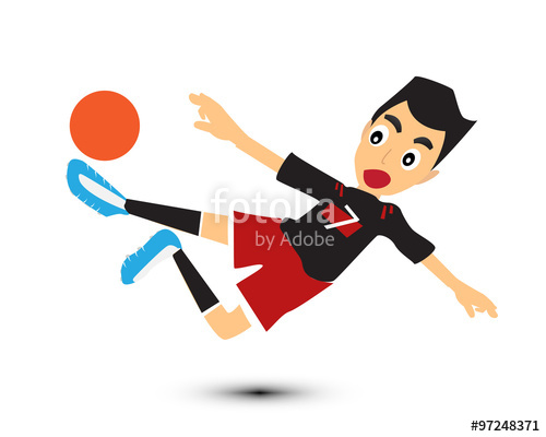 500x400 Cartoon Man Play Soccer Vector. Kick Ball Stock Image And Royalty