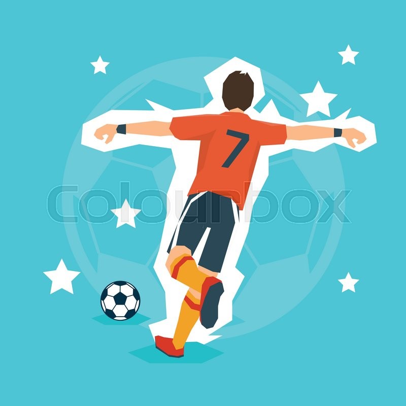 800x800 Football Player Kick Ball Sport Championship Flat Vector