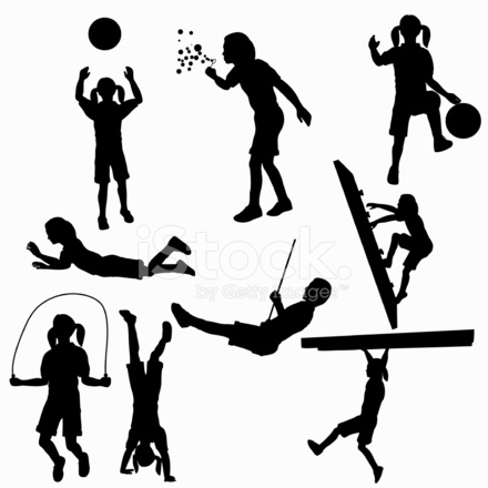 440x440 Kids Playing Silhouette Collection Vector Jpg Stock Vector