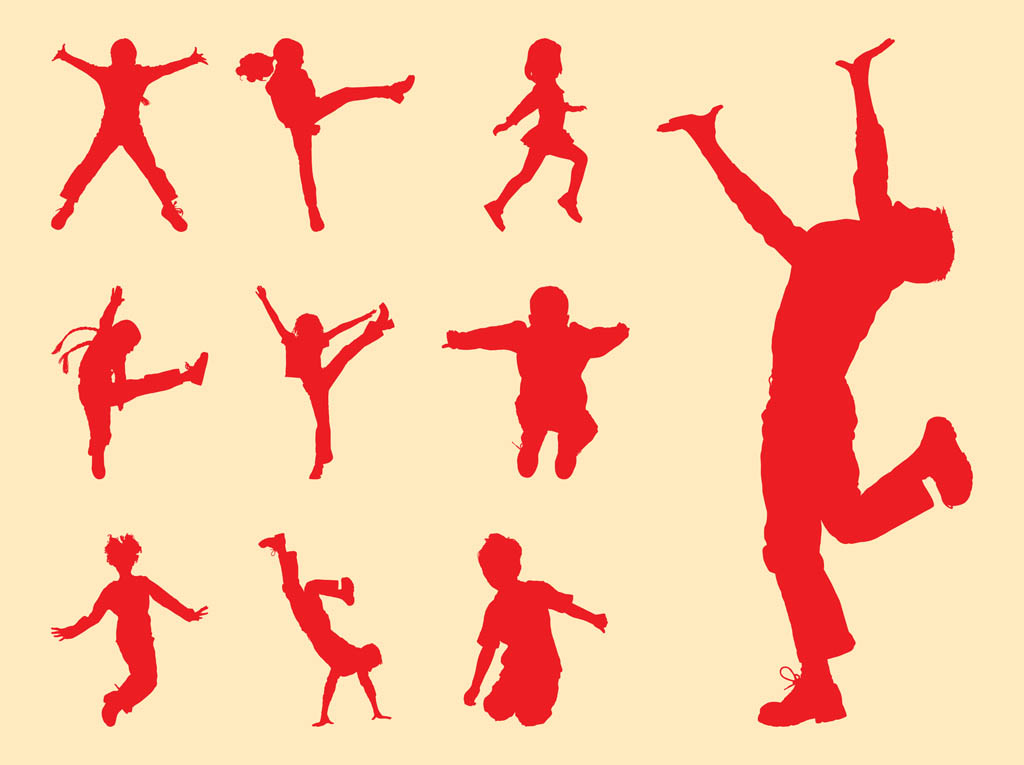 1024x765 Playing Kids Silhouettes Set Vector Art Amp Graphics