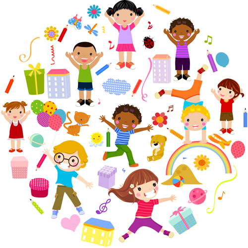 500x500 Playing Children Cartoon Vector Set 04 Free Download