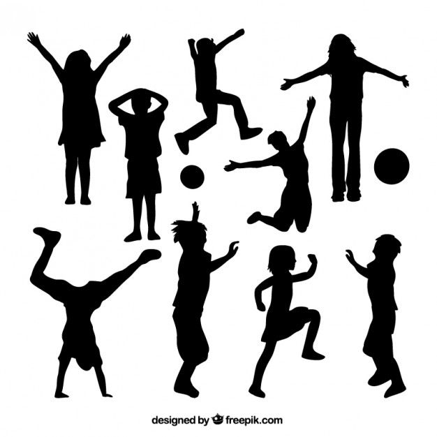 626x626 Silhouettes Of Kids Playing Premium Vector My Cricut.....stuff