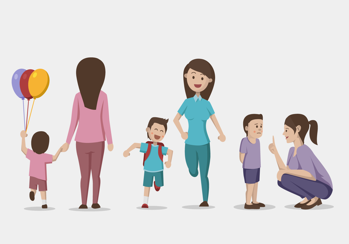 700x490 Mom And Child Vector Illustration