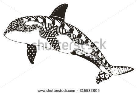 450x308 Killer Whale Zentangle Stylized, Vector, Illustration, Freehand