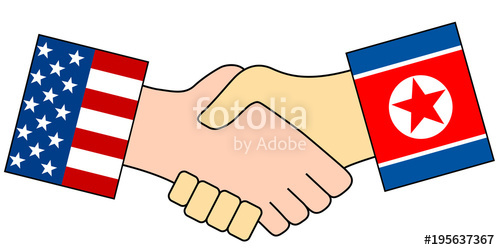 500x250 American And The North Korean Handshake Isolated Symbolizes That