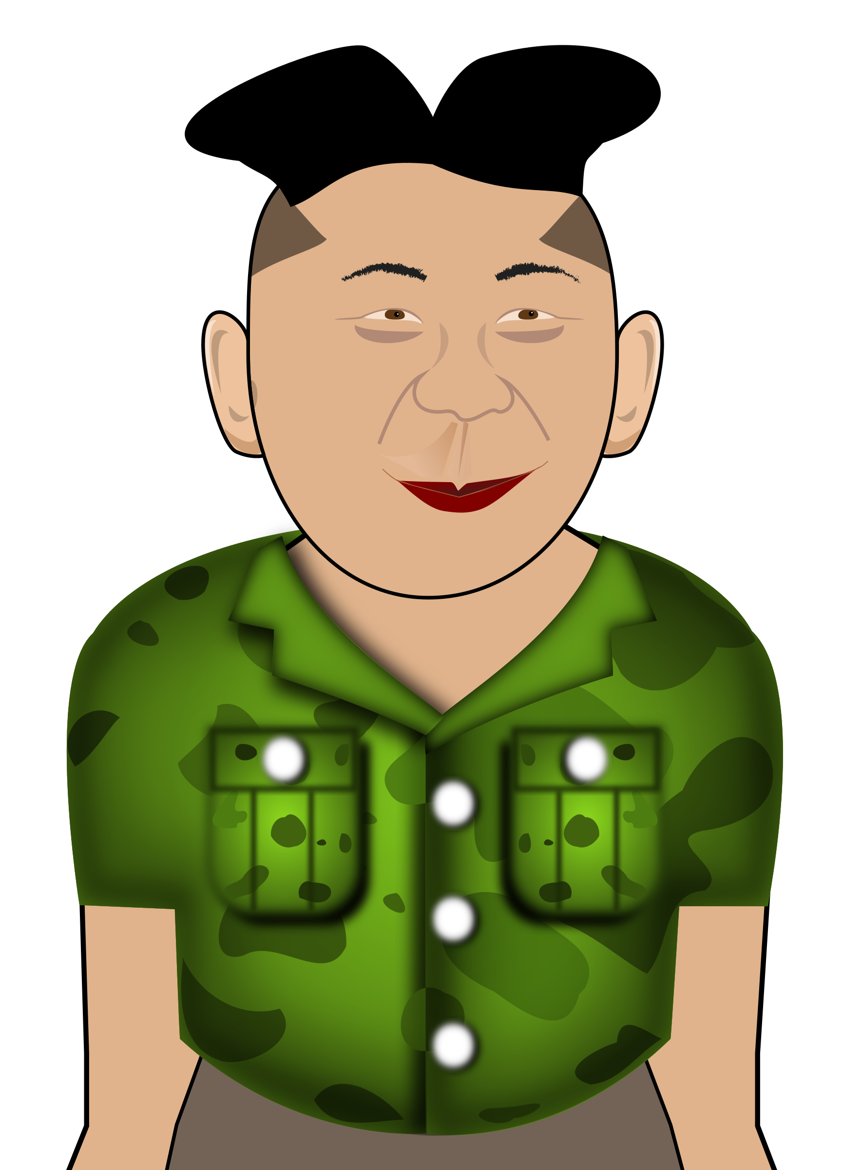 1769x2400 Kim Jong Un In A Green Shirt Vector Clipart Image
