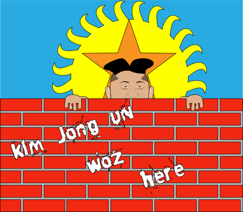 500x436 Kim Jong Un Woz Here Poster Vector Illustration Public Domain