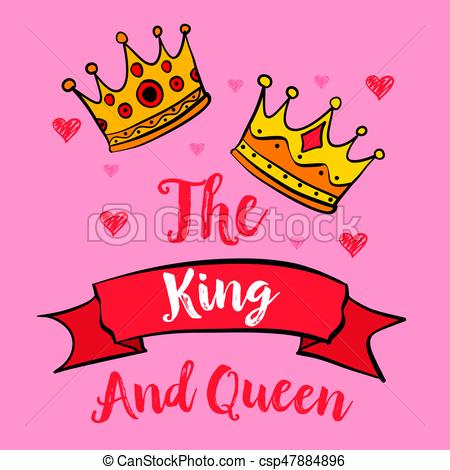 450x470 Glamour King Queen Crown Doodles Vector Art.