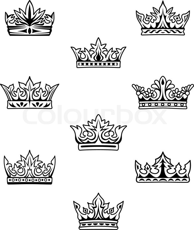 676x800 Set Of King And Queen Crowns Stock Vector Colourbox