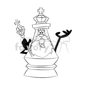 300x300 Royalty Free Cartoon Chess Piece Character King Black White 397911