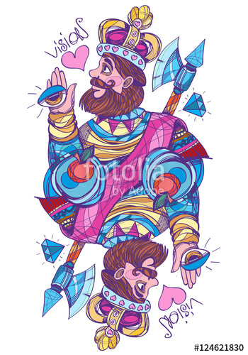 350x500 King Of Hearts. Playing Card Suit In Style Pastel Goth. Stock