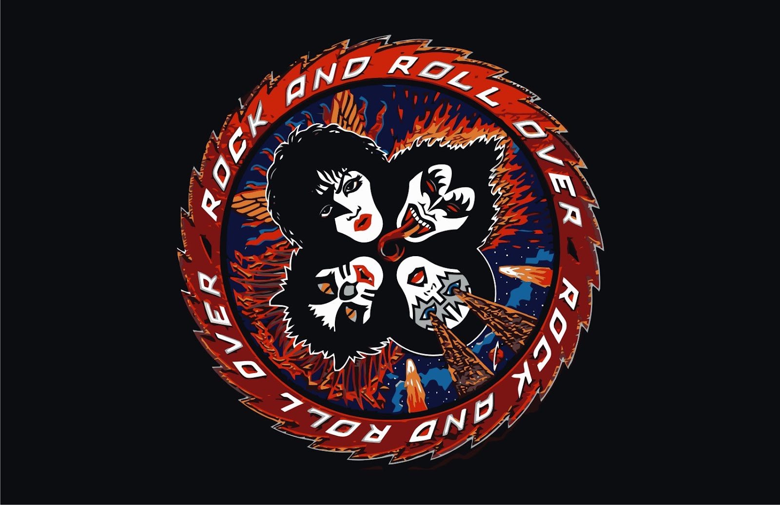 1600x1037 Kiss Rock And Roll Over Vector T Shirts