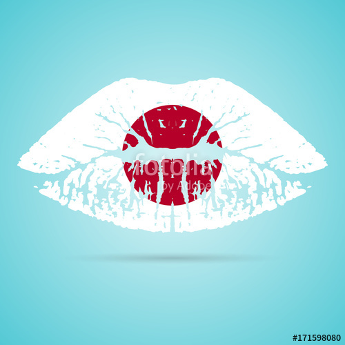 500x500 Japan Flag Lipstick On The Lips Isolated On A White Background