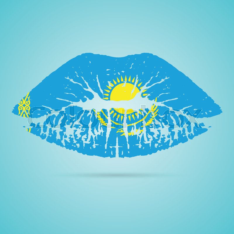 800x800 Kazakhstan Flag Lipstick On The Lips Isolated On A White