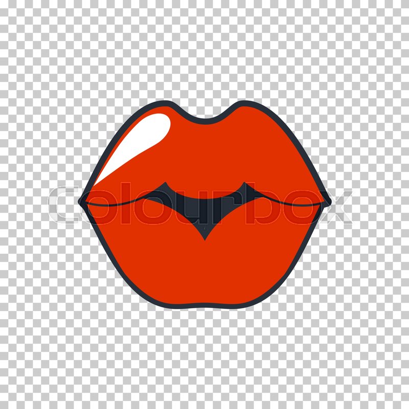 800x800 Lips Quirky Kiss. Vector Patch, Sticker Isolated On A Transparent