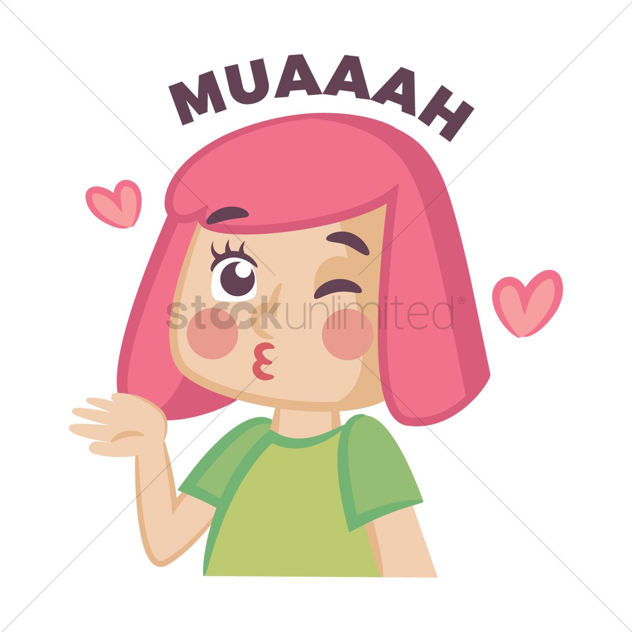 1300x1300 Cartoon Girl Blowing A Kiss Vector Image