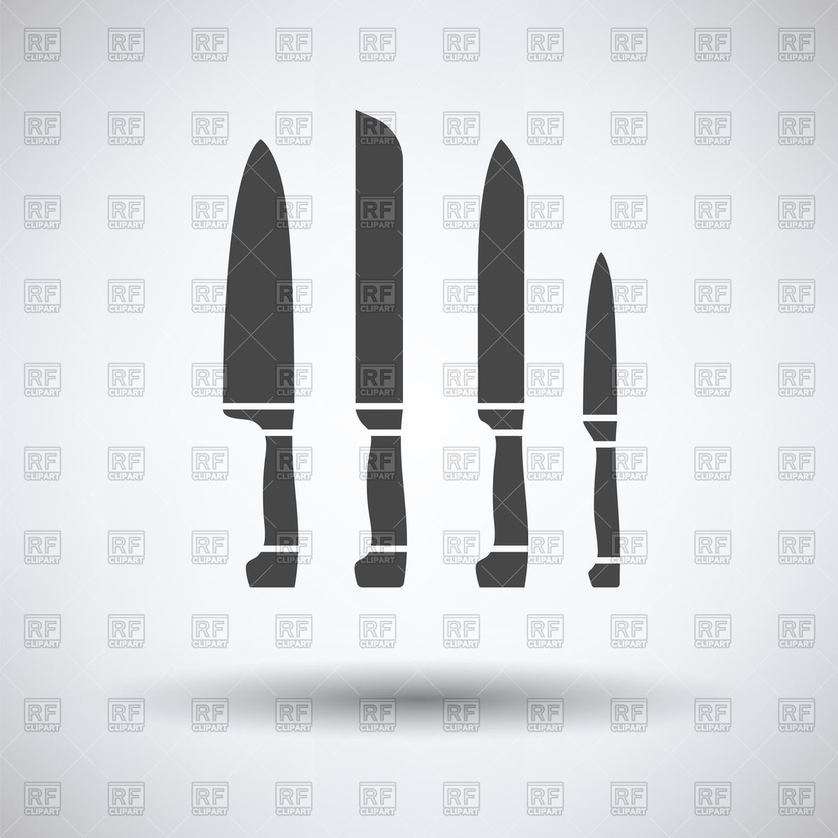 1200x1200 Kitchen Knife Set Icon On A Gray Background With Round Shadow